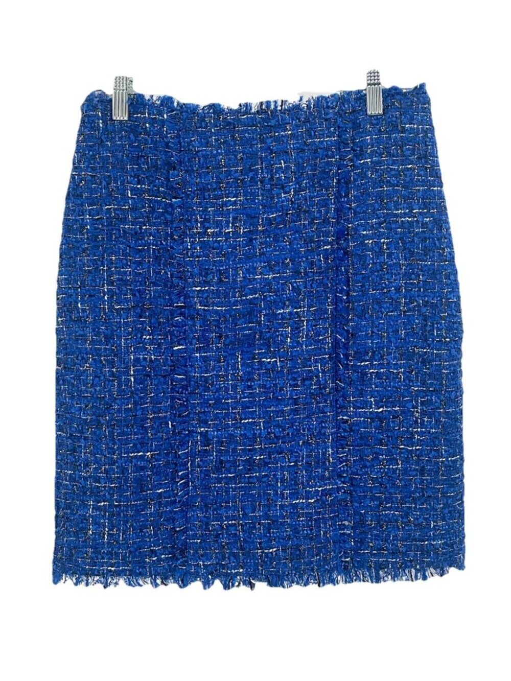 INC Royal Cobalt Blue Bouclé Tweed Pencil Skirt Sz 8 Old Money Preppy